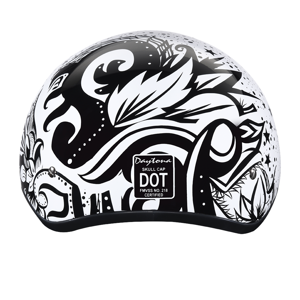 Daytona Helmets DOT Approved Daytona Motorcycle Half Face Helmet - Skull Cap Graphics for Men & Women, Scooters, ATVs, UTVs & Choppers - W/ Lovesee
