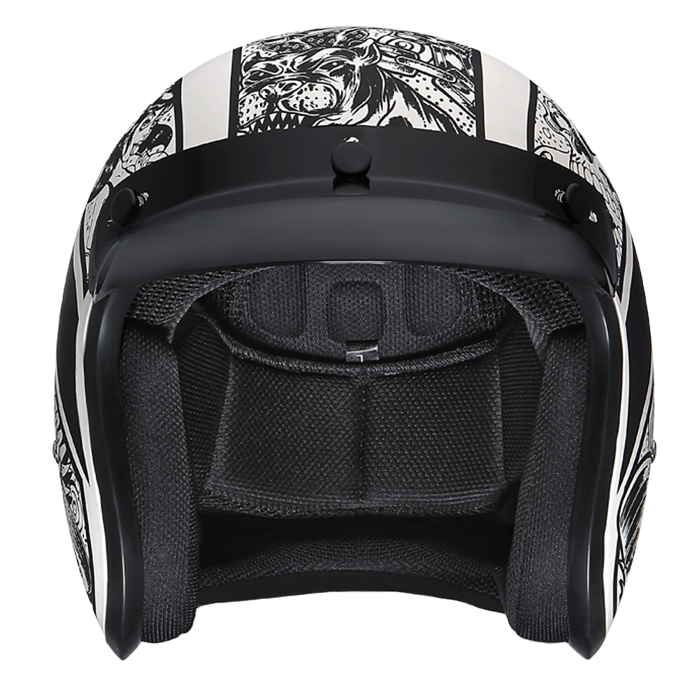 Daytona Helmets DOT Approved Daytona Cruiser Open Face Motorcycle Helmet - Men, Women & Youth - With Visor & Graphics - W/ Graffiti