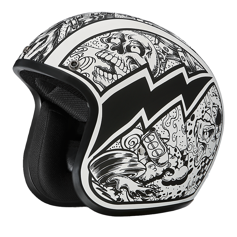 Daytona Helmets DOT Approved Daytona Cruiser Open Face Motorcycle Helmet - Men, Women & Youth - With Visor & Graphics - W/ Graffiti