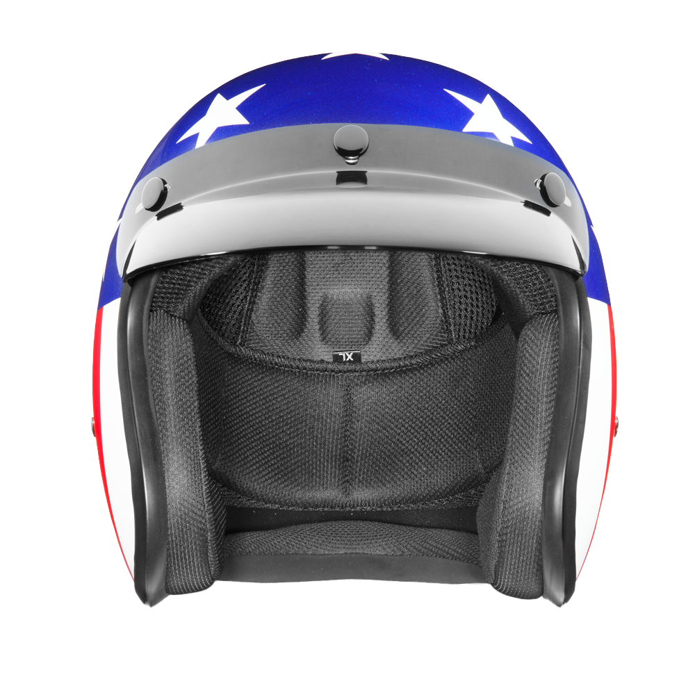 Daytona Helmets DOT Approved Daytona Cruiser Open Face Motorcycle Helmet - Men, Women & Youth - With Visor & Graphics - W/ Captain America