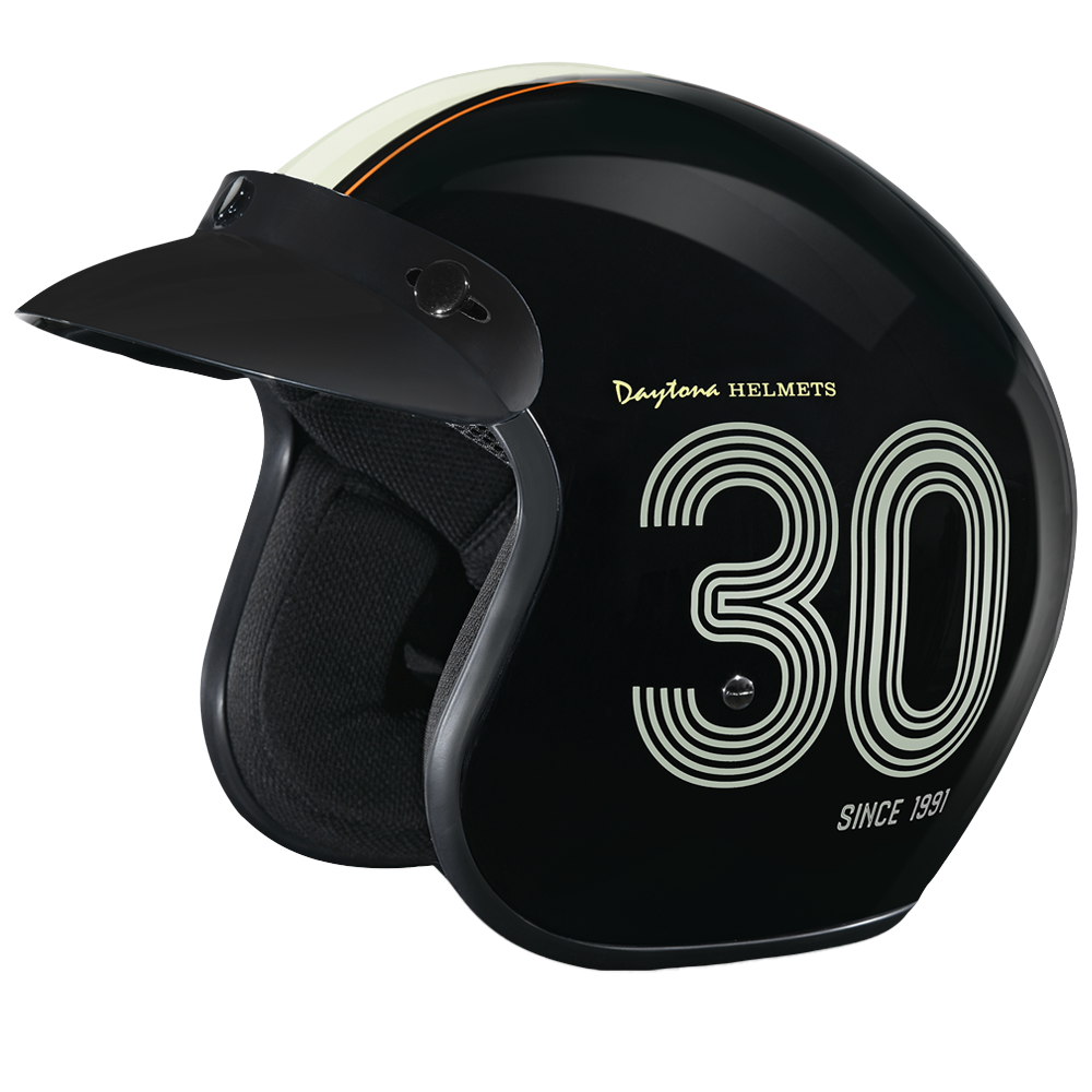 Daytona Helmets DOT Approved Daytona Cruiser Open Face Motorcycle Helmet - Men, Women & Youth - With Visor & Graphics - W/ Daytona 30th