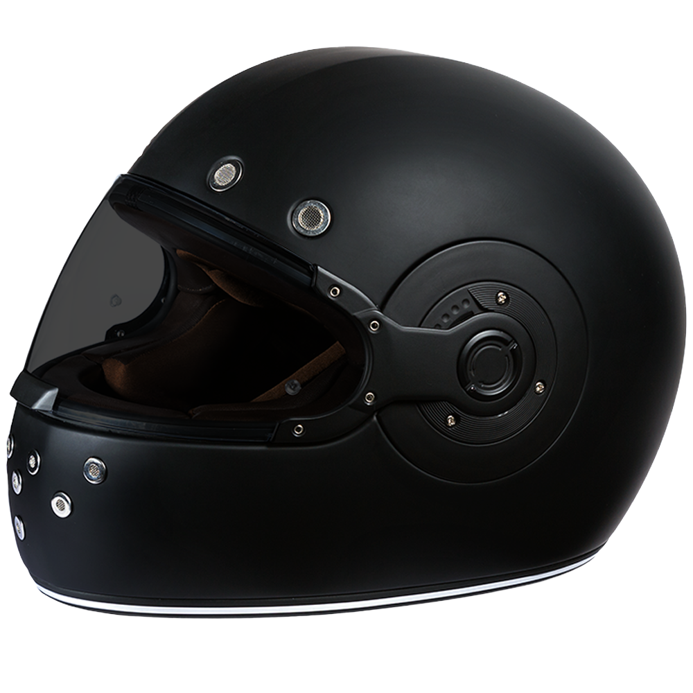 DOT Daytona Retro Full Face Motorcycle Helmet: Vintage Style for Men, Women, & Youth - Dull Black W/ Dull Black Accents