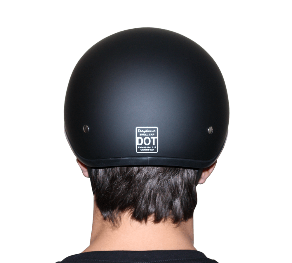 DOT Approved Daytona Motorcycle Half Face Helmet - Skull Cap Graphics for Men & Women, Scooters, ATVs, UTVs & Choppers - W/ Skull Flames Silver