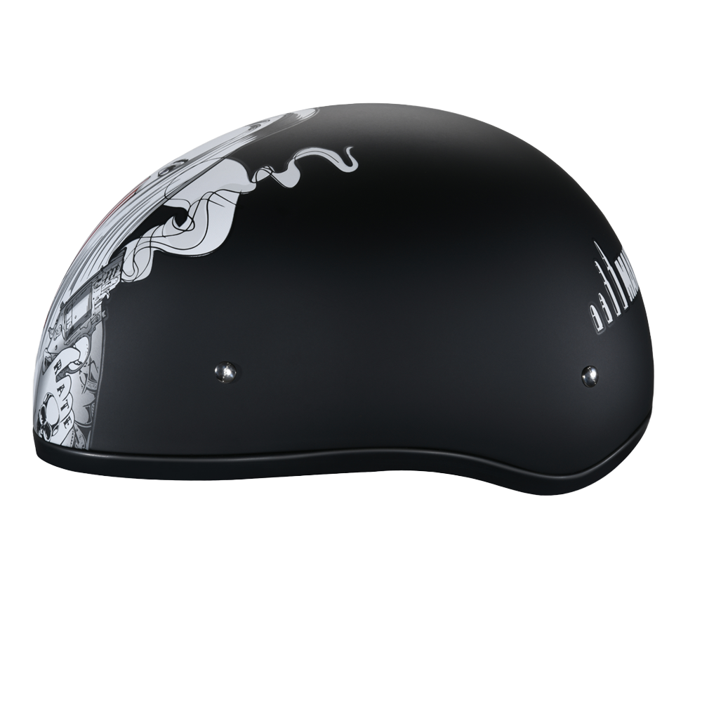 Daytona Helmets DOT Approved Daytona Motorcycle Half Face Helmet - Skull Cap Graphics for Men & Women, Scooters, ATVs, UTVs & Choppers - W/ Make 'Em Pay
