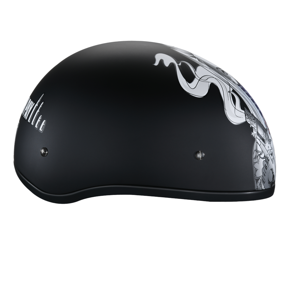 Daytona Helmets DOT Approved Daytona Motorcycle Half Face Helmet - Skull Cap Graphics for Men & Women, Scooters, ATVs, UTVs & Choppers - W/ Make 'Em Pay