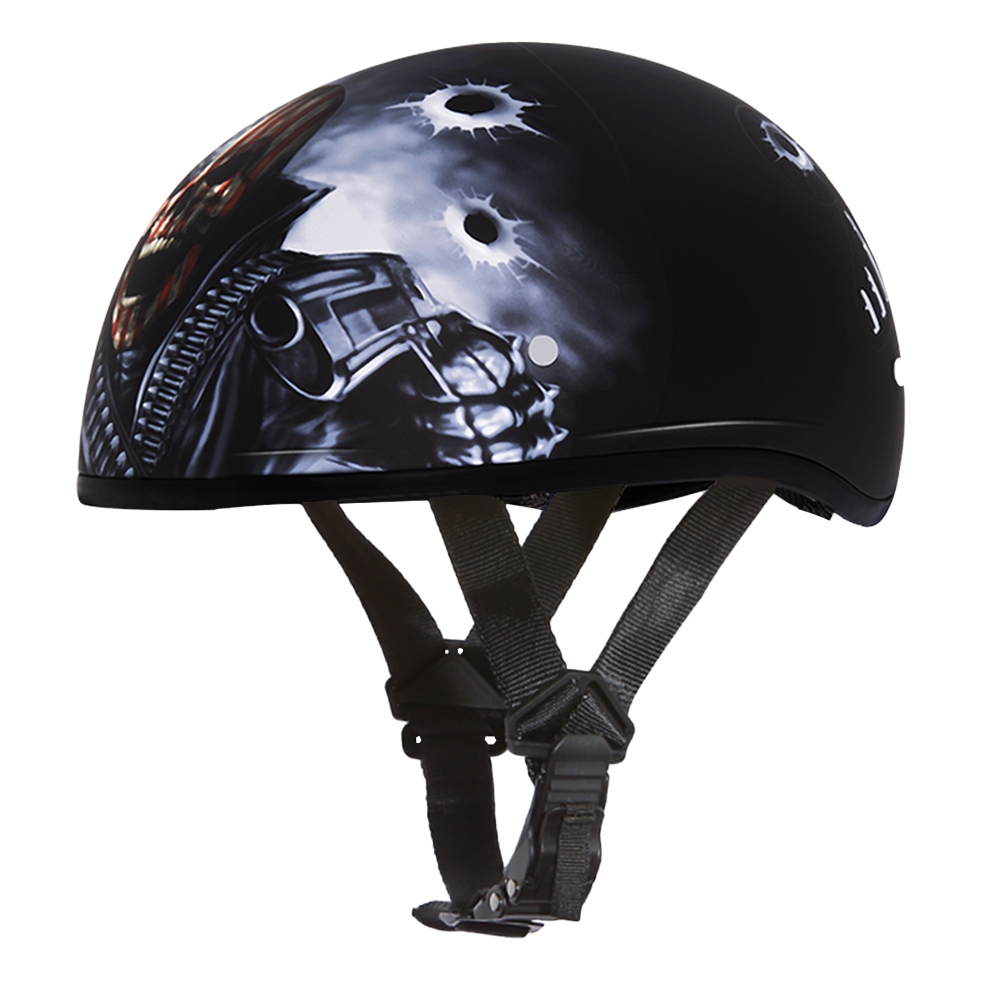 Daytona Helmets DOT Approved Daytona Motorcycle Half Face Helmet - Skull Cap Graphics for Men & Women, Scooters, ATVs, UTVs & Choppers - W/ Come Get 'Em