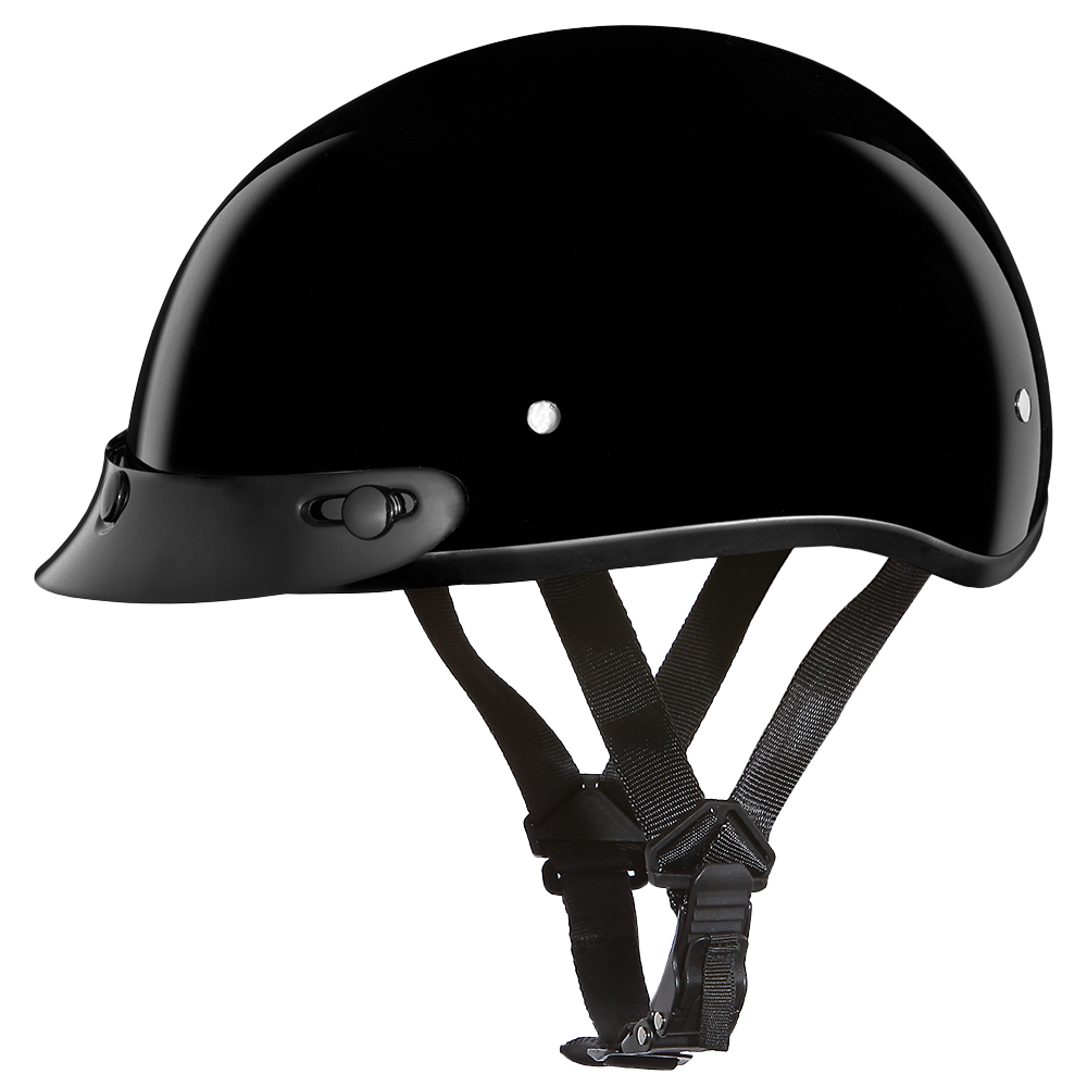 Daytona Helmets DOT Approved Daytona Skull Cap Half Shell Motorcycle Helmet - Beanie Style for Motorcycles, Cruisers, Scooters, and Mopeds - Hi-Gloss Black