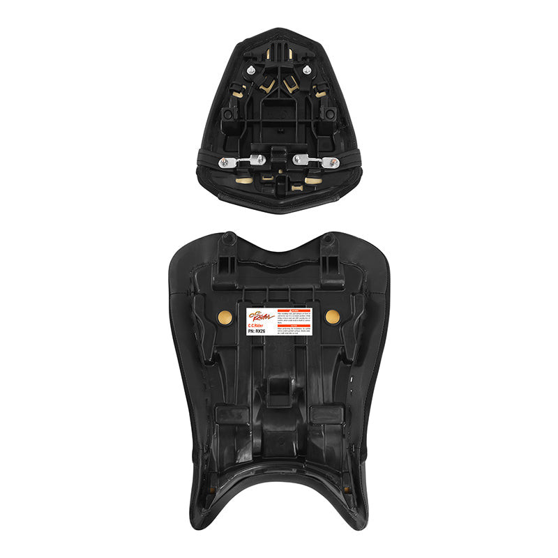 C.C. RIDER YZF R1 Front And Rear Seat For YAMAHA YZFR1 Black Carbon Fiber Stitching, 2009-2014