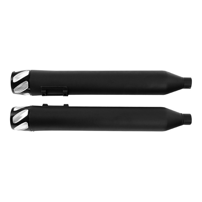 Santee Matte Black Chrome Dual Slip On Mufflers Straight Fit For Harley Touring 95-16 Exhaust Pipes