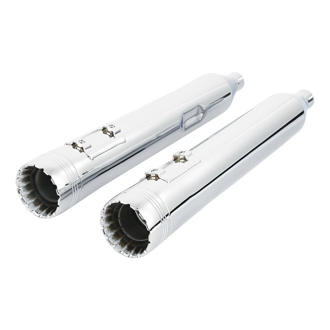 Santee 4"Slip-On Mufflers Fit For 95-16 Harley-Davidson Touring Exhaust Pipe Dual Matte Black Chrome
