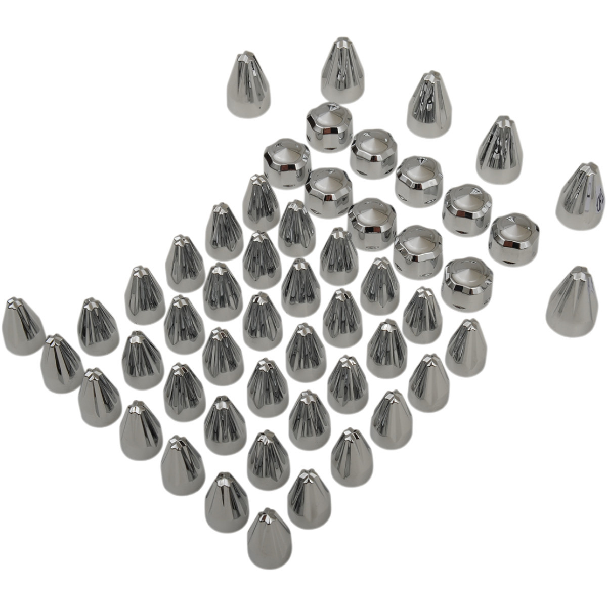 Ciro #70023 - Caps - Engine/Bolt/Cover - Fluted/Spike - Chrome - M8