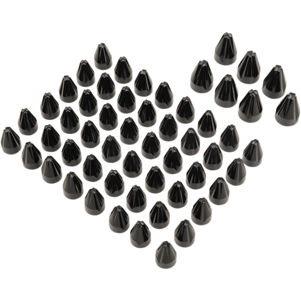 Ciro #70026 - Caps - Engine/Bolt/Cover - Fluted/Spike - Black - Twin Cam