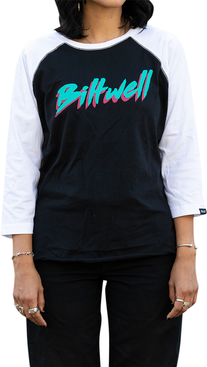 Womens 1985 Raglan T-Shirt - Black/White - Small