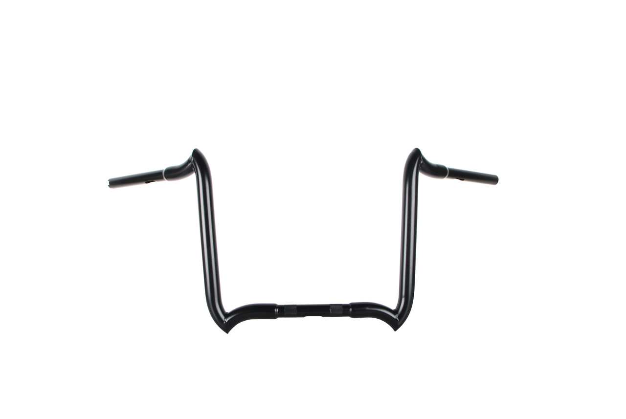 Santee 1-1/4" 18" Rise Crooked Handlebar Gloss Black Chrome Fit For Harley 3.5" Knurl 1" Clamp