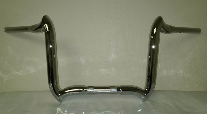 Santee 1-1/2" Fat 14" Rise Crooked Handlebar Gloss Black Chrome Fit For Harley 3.5" Knurl