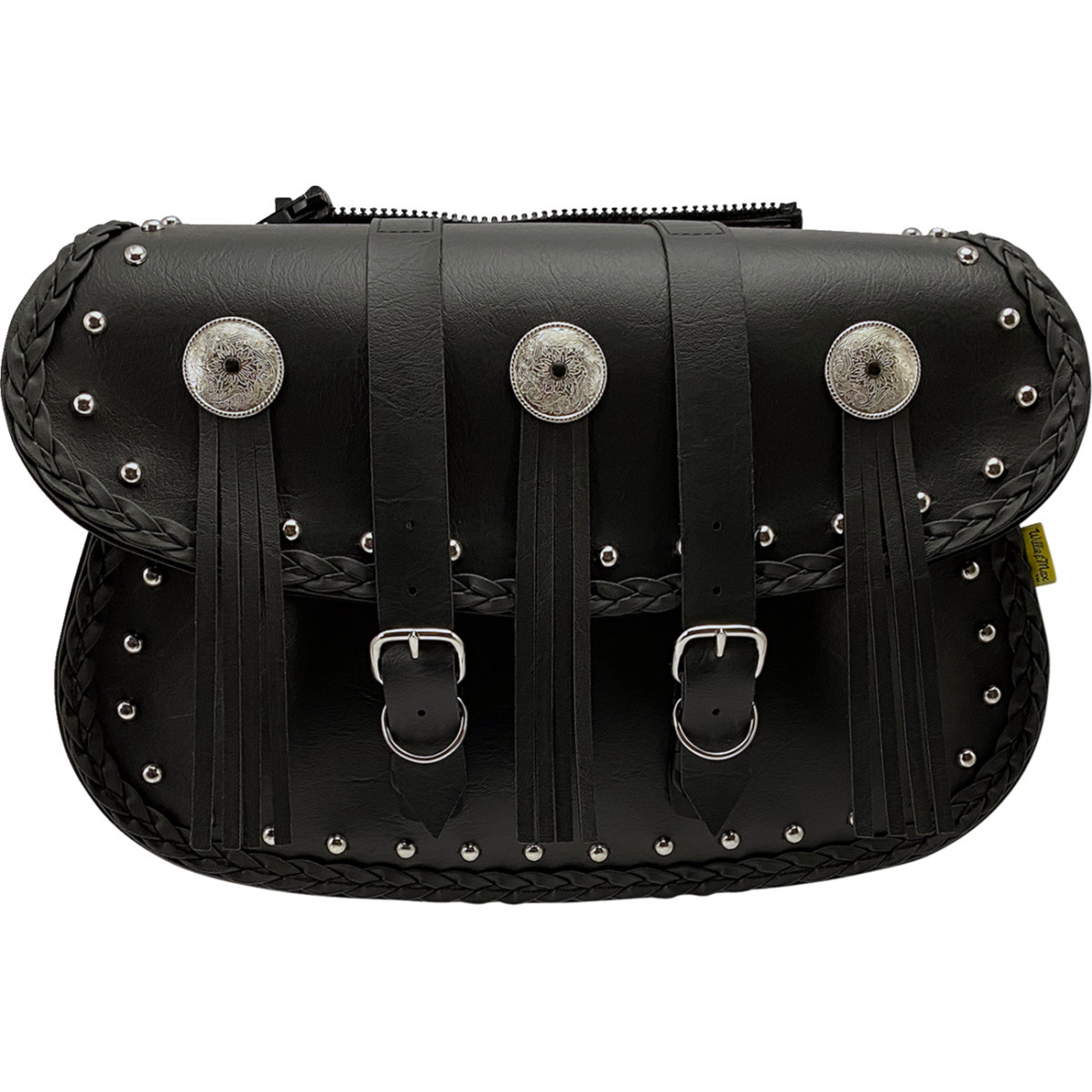 Willie & MAX Luggage #58320-00 - Warrior Saddlebag - Black - Studded - Black