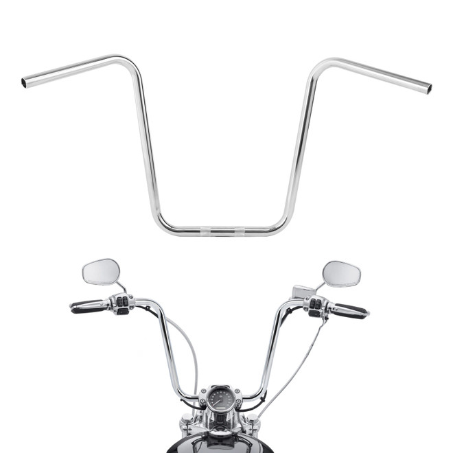 Santee 18" Rise Ape Hanger Handlebars Pre-Drilled Matte Black Chrome Fit For Harley 1'' Clamp