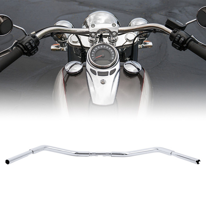 CHROME 1-1/4" FAT BEACH BAR 3.5" R;DRILLED;DIMPLED;KNURLED