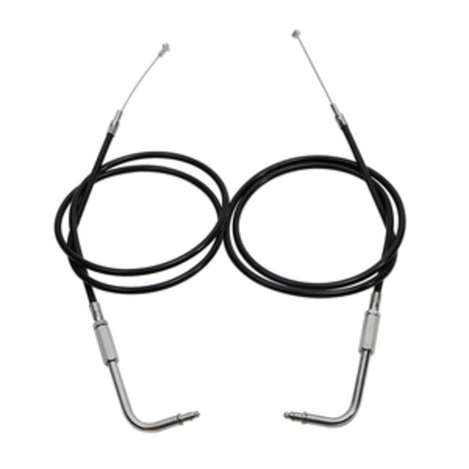 Custom Chrome 110cm Black Vinyl Throttle+Idle Cables Fit For Harley Sportster XL883 1200 02-14