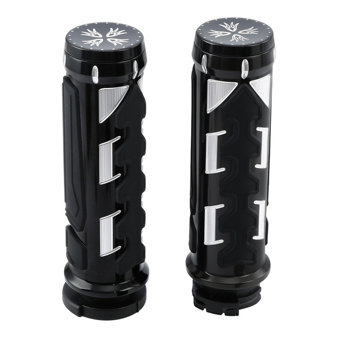 Custom Chrome 1'' Handle Bar Hand Grips Cable Throttle Fit For Harley Sportster XL Dyna