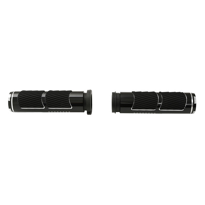 GLOSS BLACK 1" SCALLOPED GRIPS FOR "TBW" APPLICATIONS 08-UP