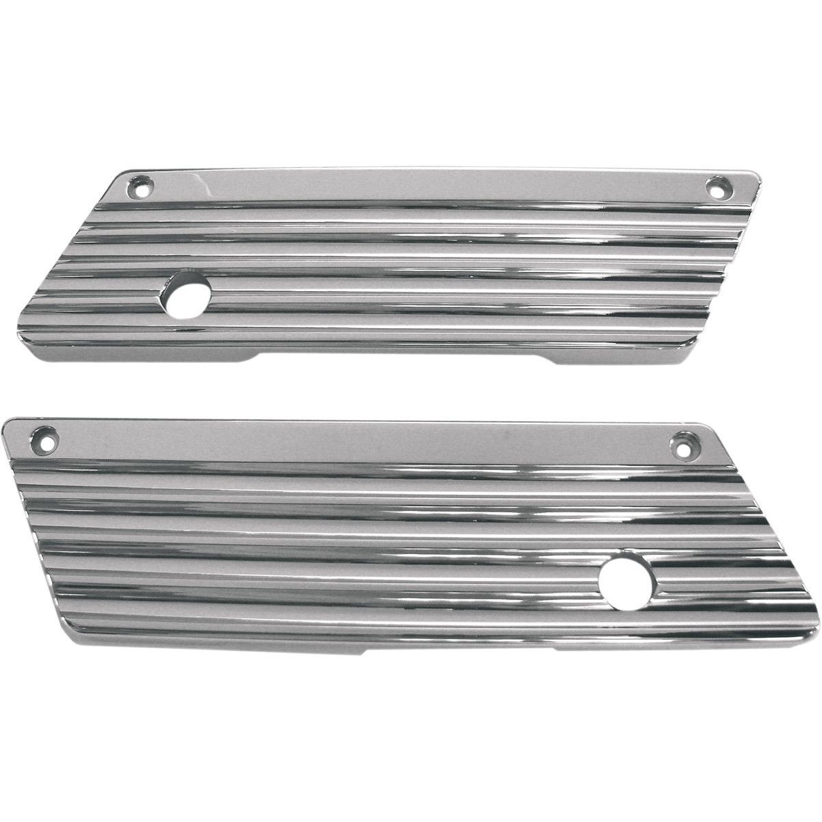 Joker Machine #04-50-1 - Finned Saddlebag Latch Covers - Chrome - FL '93-'13