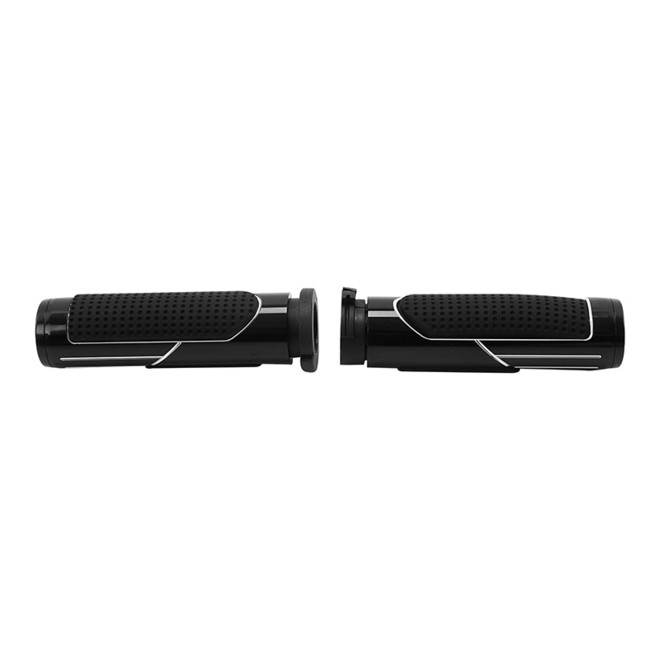 Custom Chrome Chrome Black Rubber Handlebar Grips Fit For Harley Cable Style Applications 1973-UP