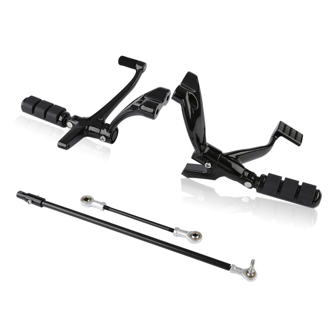 Custom Chrome Gloss Black Forward Controls Pegs Levers Linkage Fit For Harley Sportster 14-22