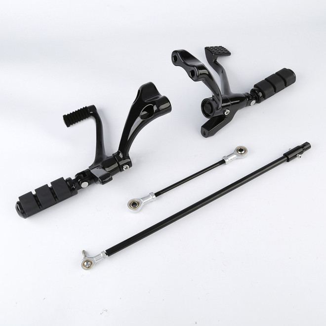 Custom Chrome Gloss Black Forward Controls Pegs Levers Linkage Fit For Harley Sportster 14-22