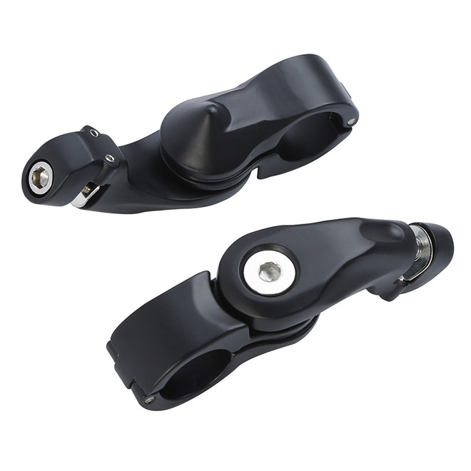Santee 1-1/4" Short Angled Adjustable Highway Peg Mount Kit Matte Black Chrome Fit For Harley