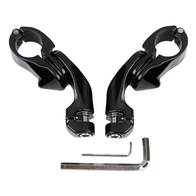 GLOSS BLACK CLAMP-ON HIGHWAY PEGS MOUNT FITS 1-1/4" HIGHWAYB