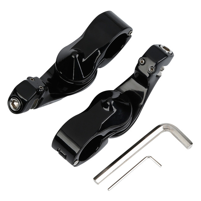 GLOSS BLACK CLAMP-ON HIGHWAY PEGS MOUNT FITS 1-1/4" HIGHWAYB