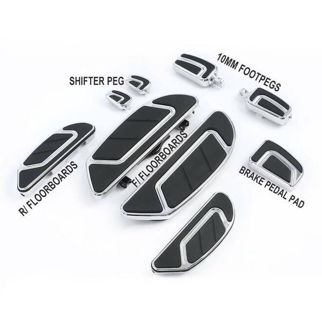 Tour Ease Footboard Floorboard Brake Pedal Shifter Peg Gloss Black Chrome Fit For Harley Touring