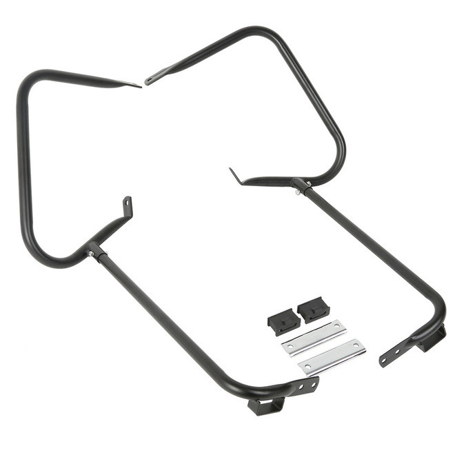 Custom Chrome Saddlebag Guards Brackets w/ Supports Bar Matte Black Chrome Fit For Harley Touring 1997-2008