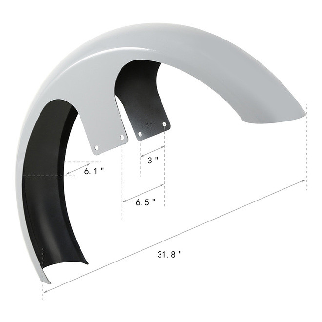 Custom Chrome Primer Gray Steel 26" Wheel Wrap Front Fender Fit For Harley Touring 1997-2013