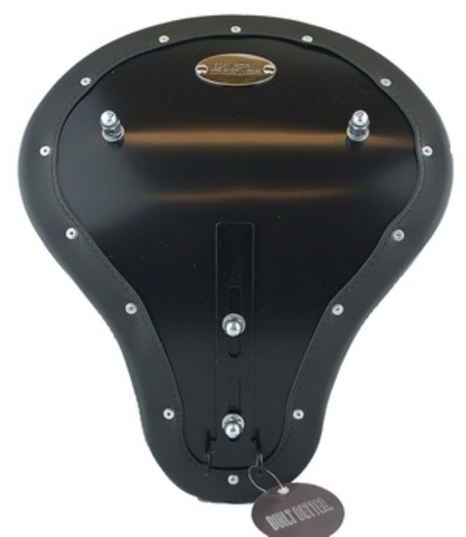 BLACKW/ RED STITCH CHOPPER BOBBER RIGID SOLO SPRING SEAT 16"