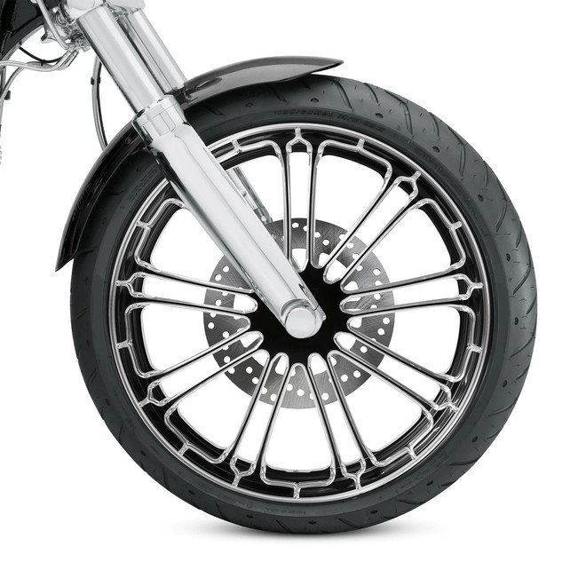 Custom Chrome 21 3.5" Front Wheel Rim 9 Spot Fits For Harley Touring Glide 2008-2024 Non ABS Black