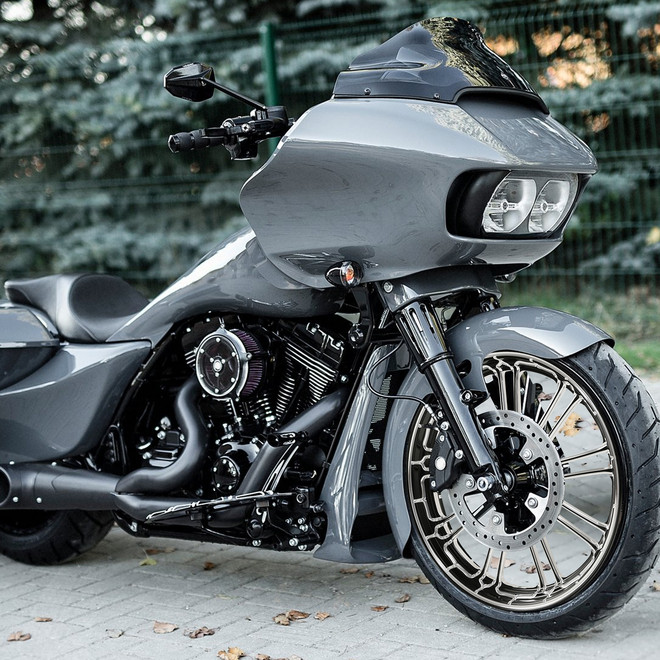 Custom Chrome 21 3.5" Front Wheel Rim 9 Spot Fits For Harley Touring Glide 2008-2024 Non ABS Black
