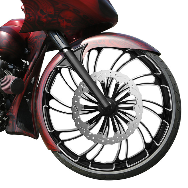 Custom Chrome 30 3.5" Black Billet CNC Front Wheel Rim 10 Spoke Fits For Harley Touring Custom
