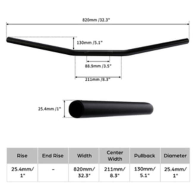 DRAG BAR SATIN BLK 1 X32  74-81