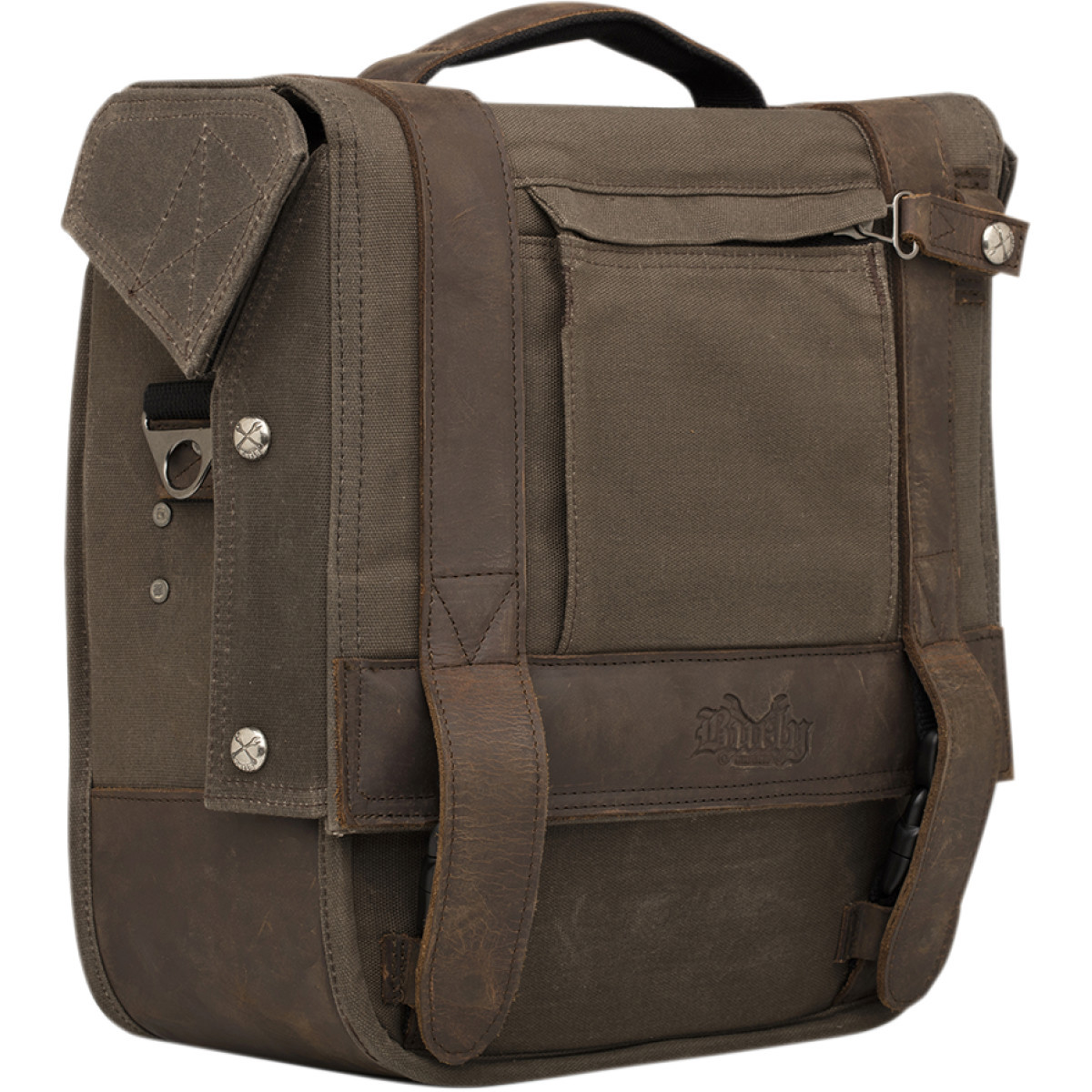 Burly Brand #B15-1000D - Voyager Detachable Waxed Cotton Saddlebag - Brown