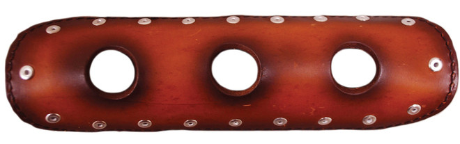 ANTIQUE BROWN 9" LEATHER HEAT SHIELD WITH CIRCLE CUTS