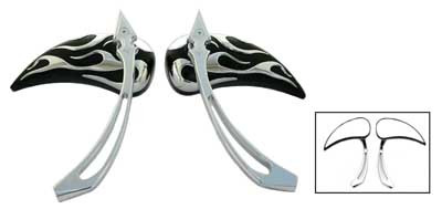 Custom Chrome Black &Chrome Rearview Side Flamed Mirrors Fit For Harley Touring Sportster Dyna