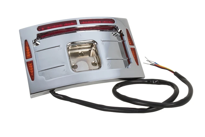 LED CURVED LAYDOWN LICENSE FRAME W/ STOP RUN SIGNAL LIGHTS