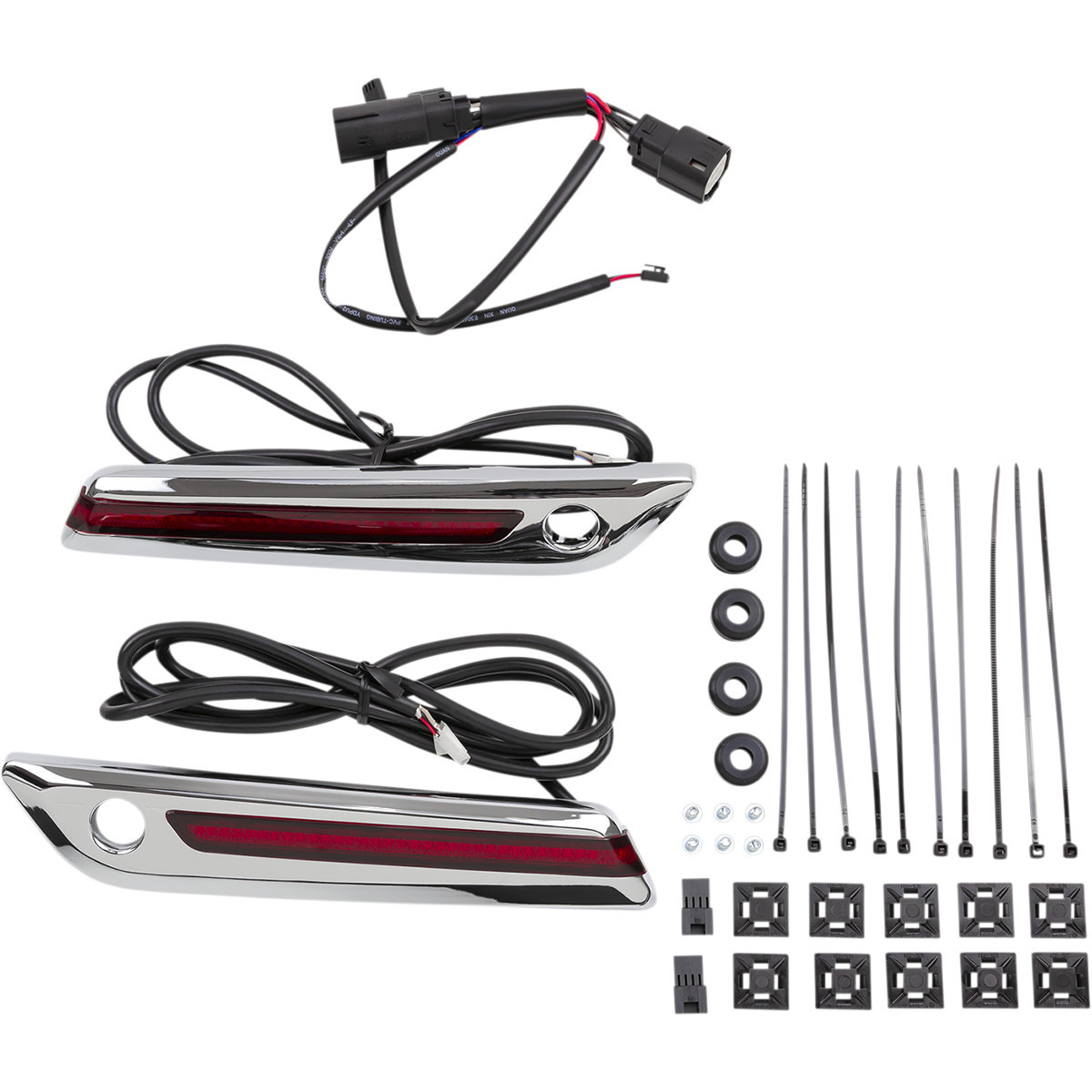 Ciro #40170 - Hinge Covers - Red Lens - Chrome
