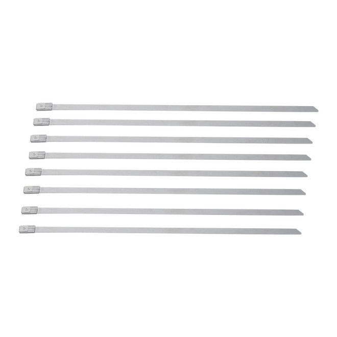 Custom Chrome 8" Stainless Steel Exhaust Strap Coated Metal Self-Locking Cable Zip Ties 8Pcs