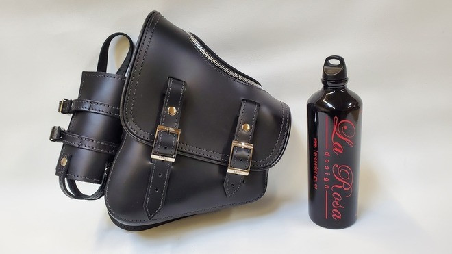 BLACK ZIPPER BAG W/BOTTLE HOLDER SOFTAIL/ RIGID FRAME