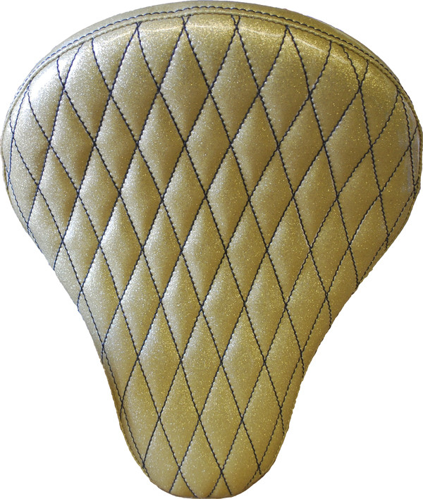 16IN. GOLD METAL FLAKE DIAMOND TUCK SOLO SEAT.