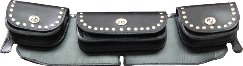 BLACK TRIPLE FLH WINDSHIELD POUCH W/RIVETS