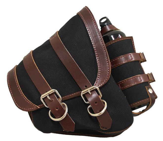 BLK.CANVAS RT.SADDLEBAG W/BOTTLE SOFTAL 86-UP